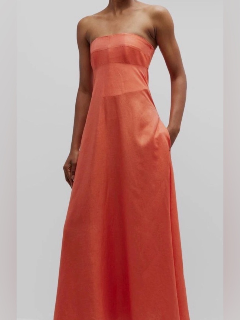 Strapless Maxi Dress in Coral